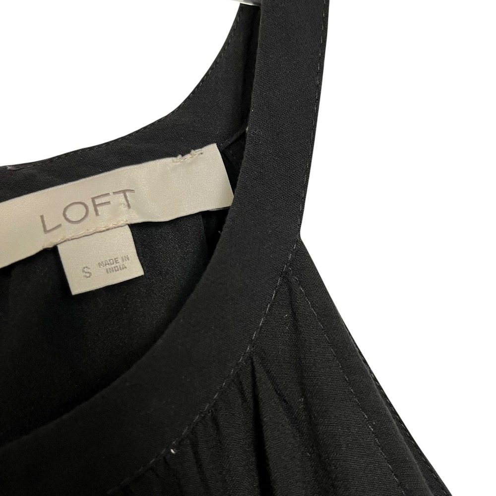 LOFT Black Halter Neck Crochet Lace Trim Tassel Dress Size Small Boho - Picture 6 of 11